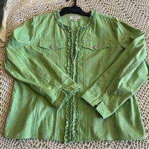 Kelly Green Jacquard Shirt Zip Jacket Large